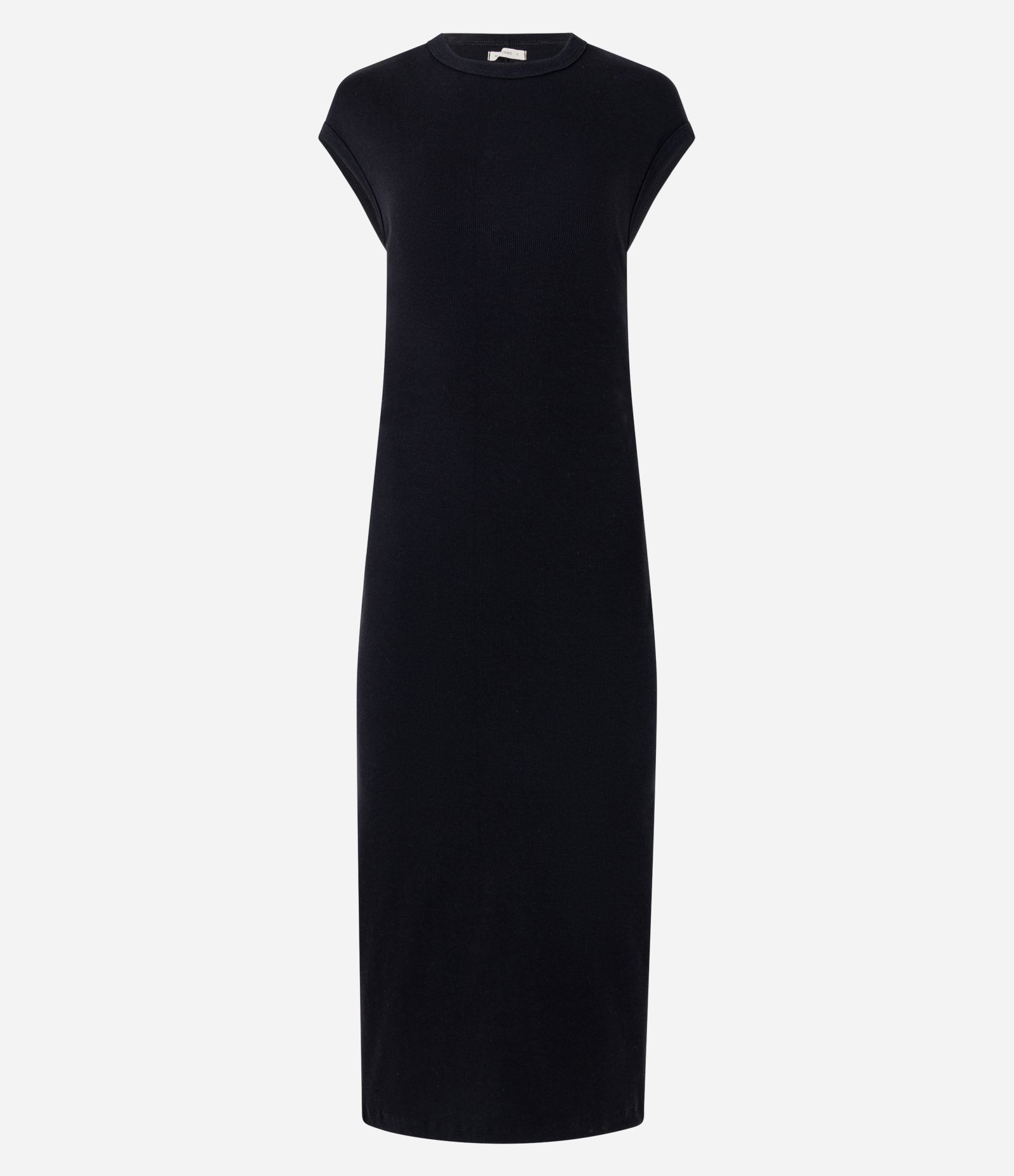 Vestido Longo Canelado em Ribana com Fenda na Barra Preto 6