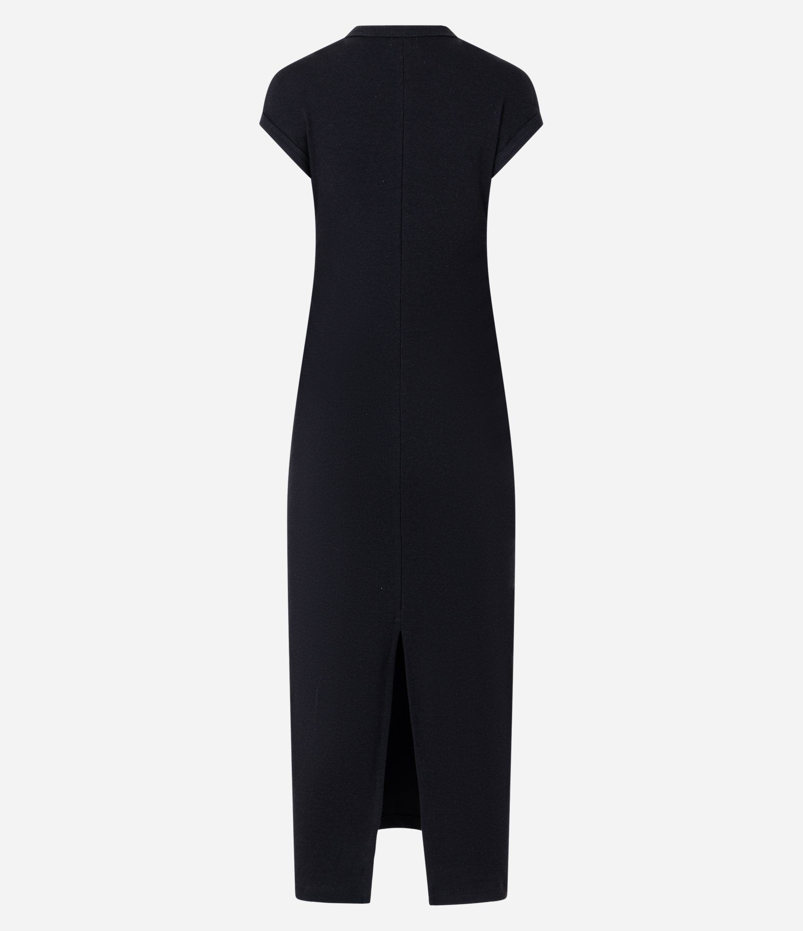 Vestido Longo Canelado em Ribana com Fenda na Barra Preto 8