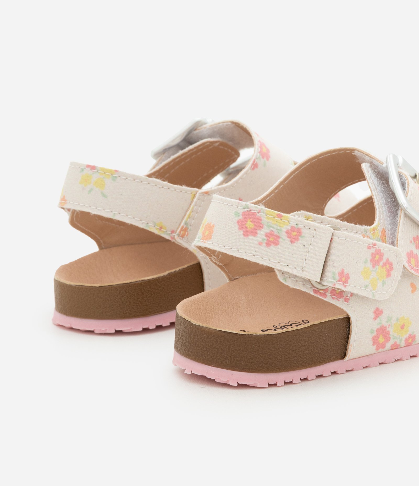 Sandália Infantil com Fivelas e Estampa Flores - Tam 20 ao 27 Bege 2