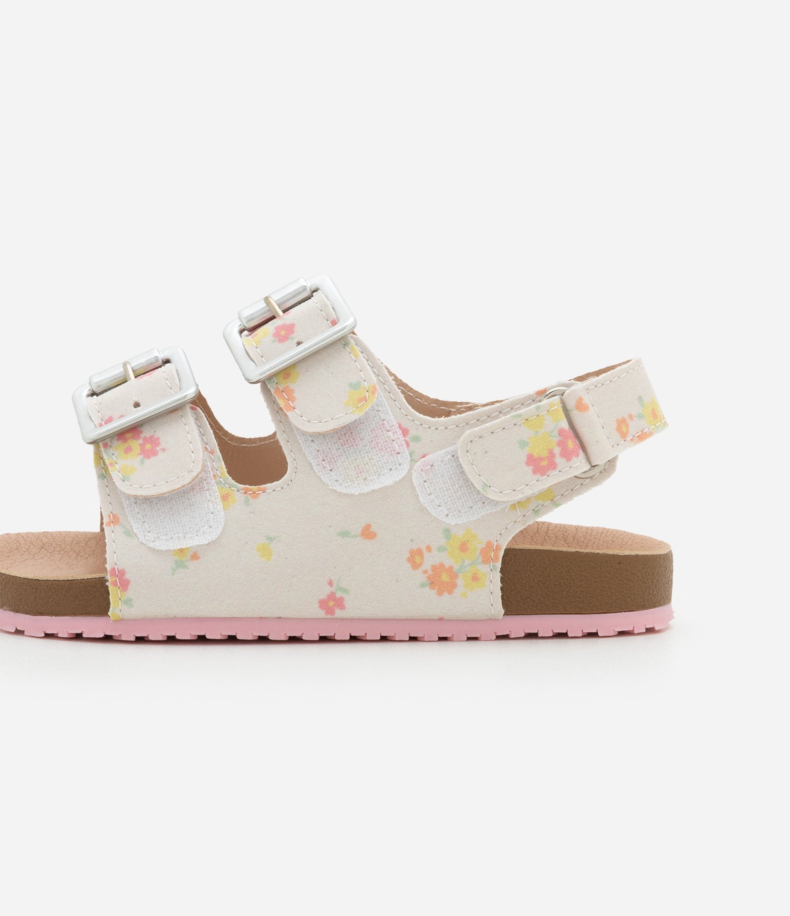 Sandália Infantil com Fivelas e Estampa Flores - Tam 20 ao 27 Bege 3