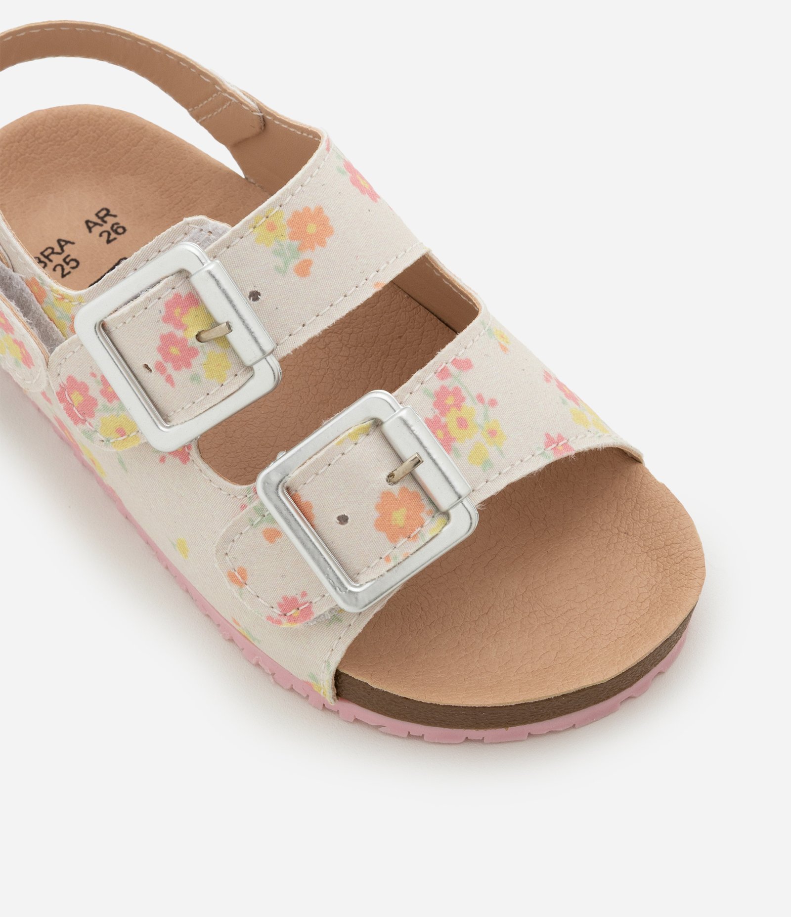 Sandália Infantil com Fivelas e Estampa Flores - Tam 20 ao 27 Bege 5