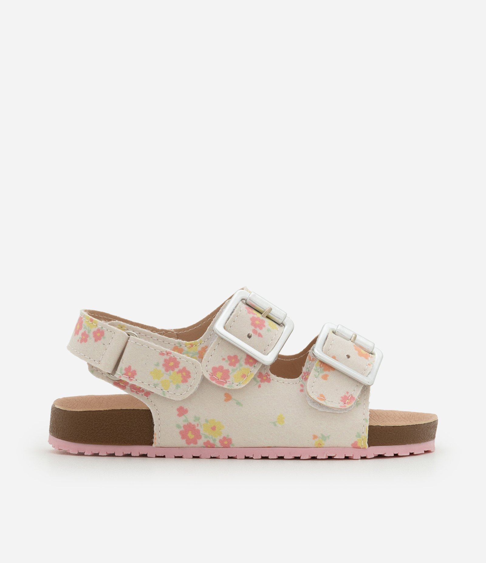 Sandália Infantil com Fivelas e Estampa Flores - Tam 20 ao 27 Bege 6