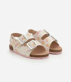Sandália Infantil com Fivelas e Estampa Flores - Tam 20 ao 27