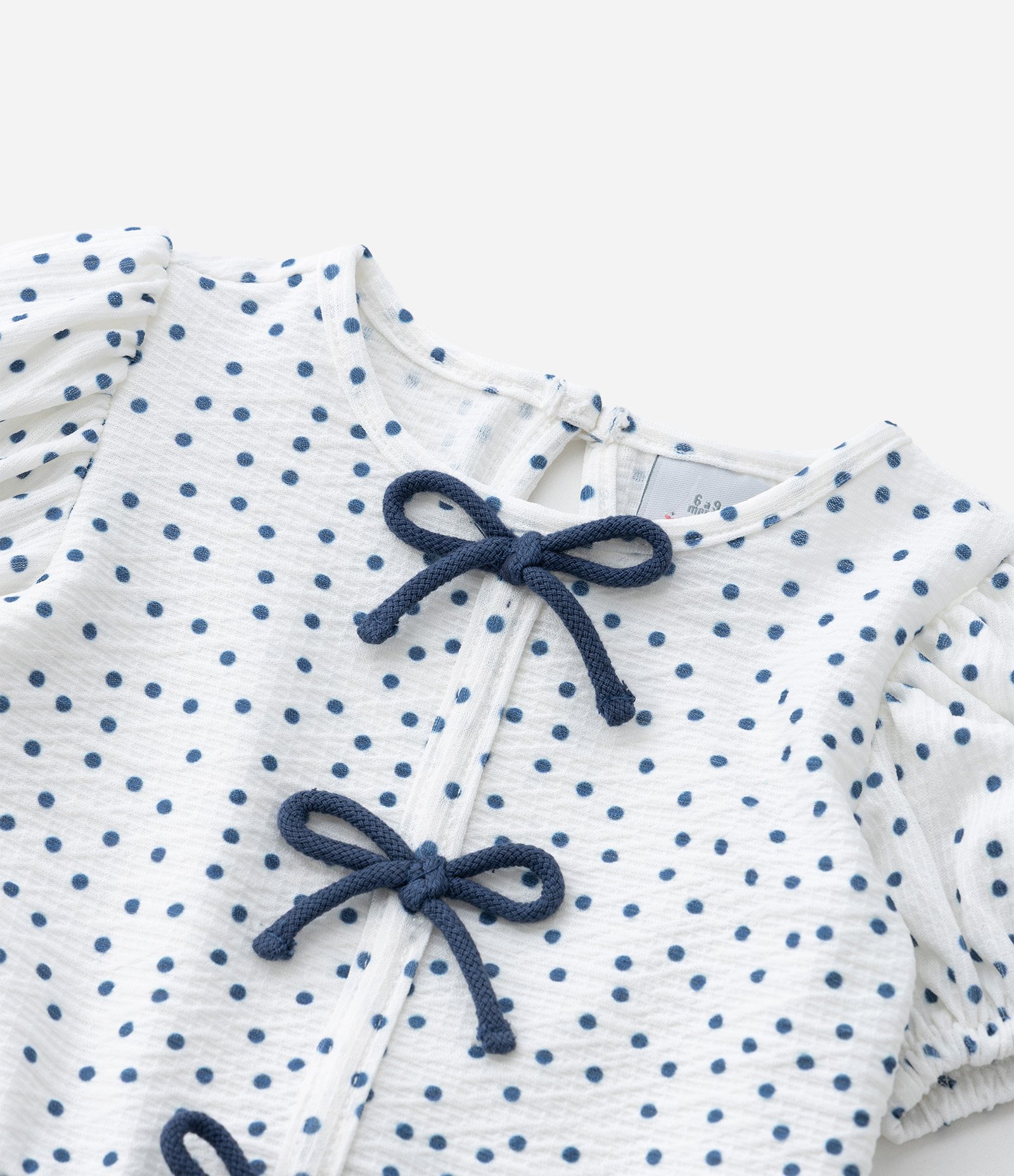 Conjunto Infantil com Estampa Poá Texturizado - Tam 0 a 18 Meses Branco 12