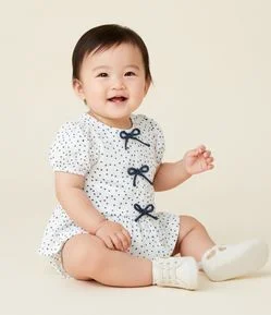 Conjunto Infantil com Estampa Poá Texturizado - Tam 0 a 18 Meses