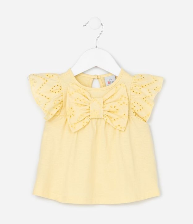Blusa Bata Infantil com Laço - Tam 3 a 18 Meses