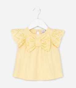 Blusa Bata Infantil com Laço - Tam 3 a 18 Meses