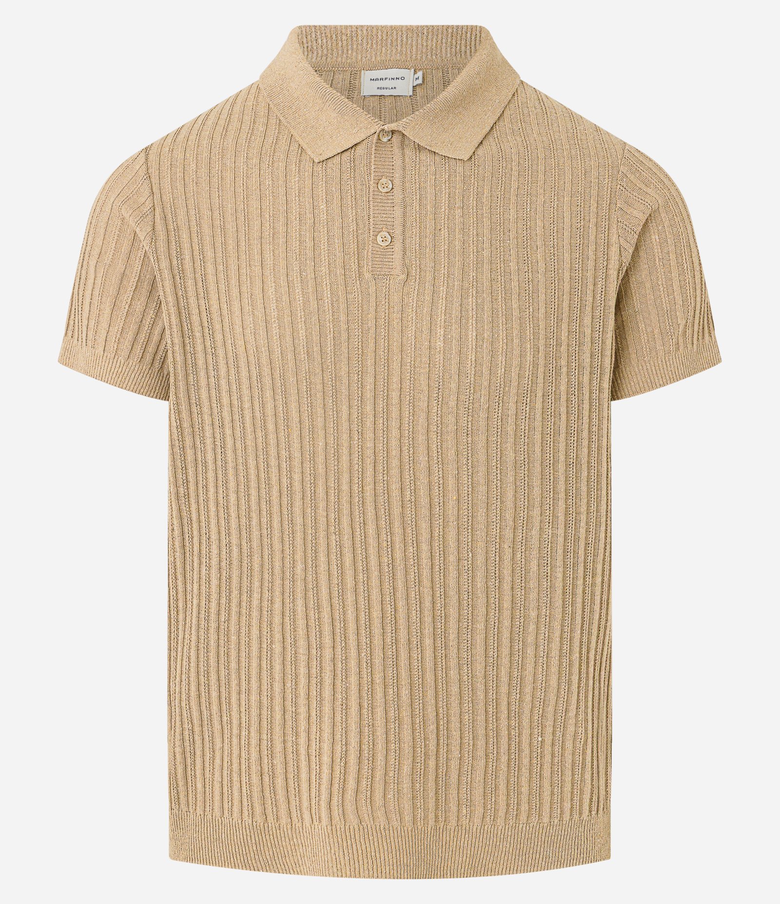 Camisa Polo Regular com Botões Texturizada Marrom 5