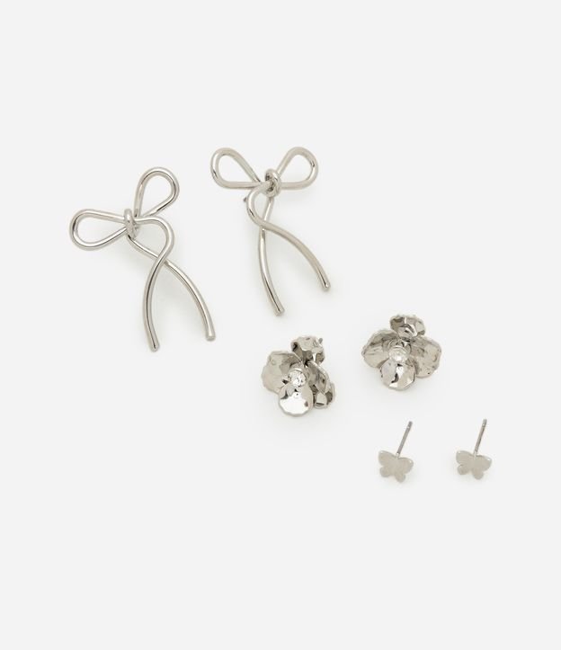 Kit 03 Brincos em Metal liso com Formatos Diferentes