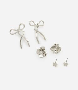 Kit 03 Brincos em Metal liso com Formatos Diferentes