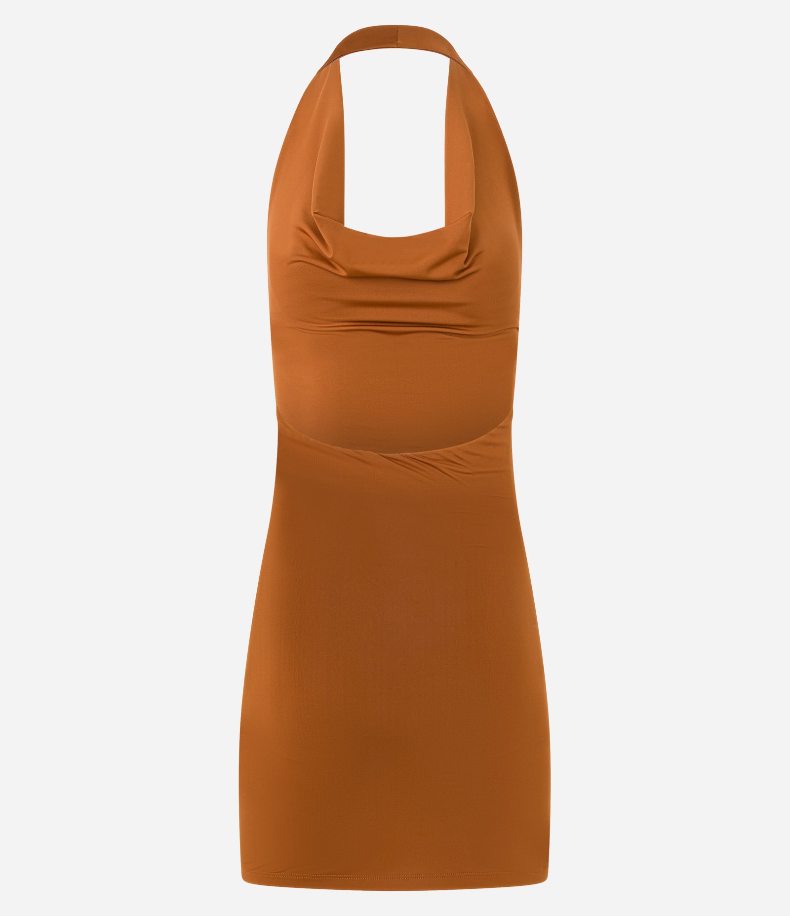 Vestido Frente Única com Decote Degagê Marrom 5