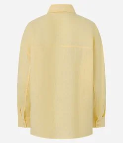 Camisa Oversized em Linho com Bolso no Peito