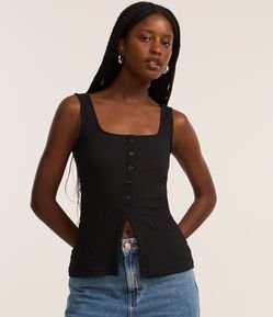 Blusa Regata Texturizada com Botões