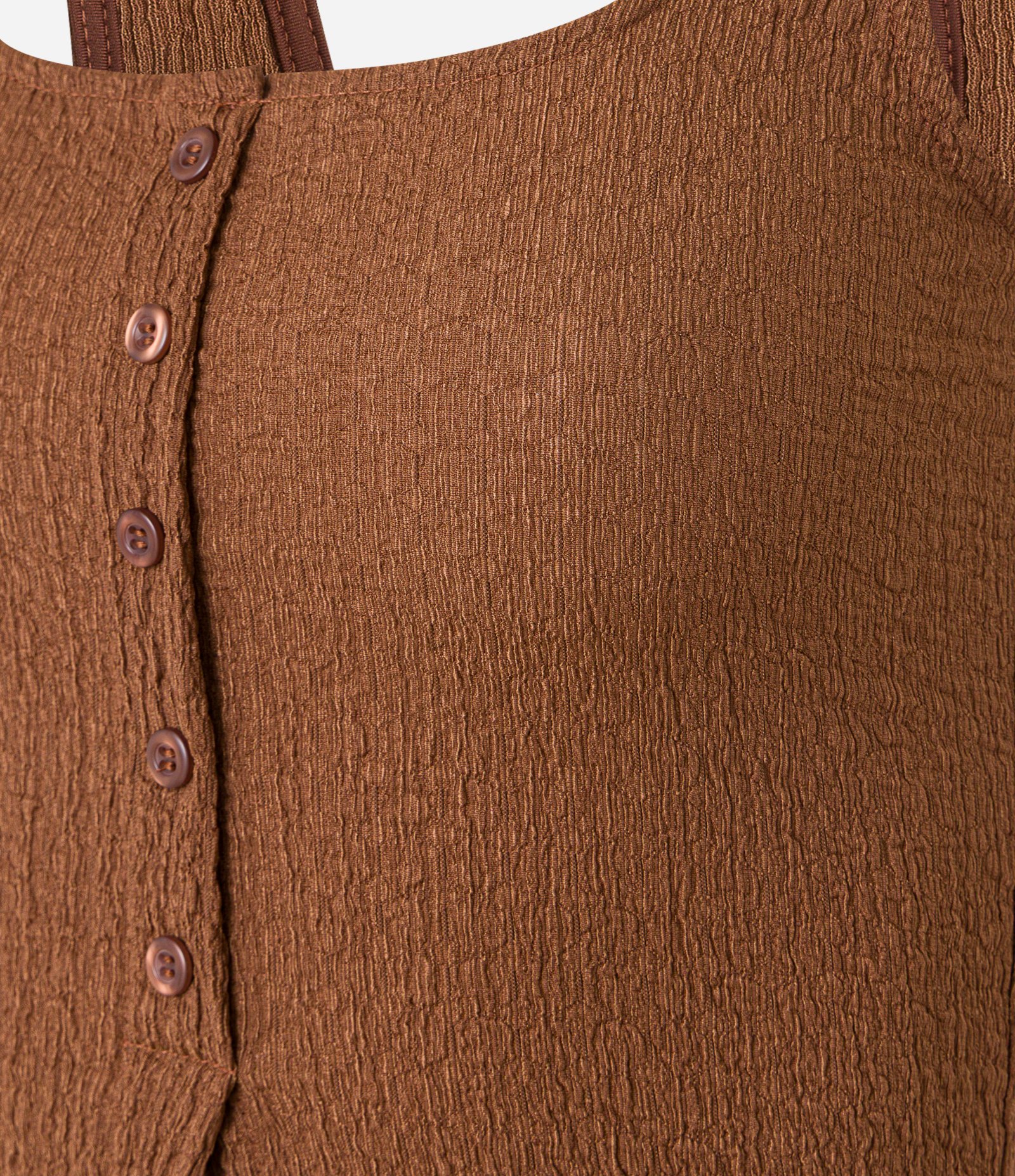 Blusa Regata Texturizada com Botões Marrom 5