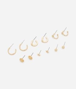 Kit 06 Argolas em Metal com Formas e Texturas Diferentes