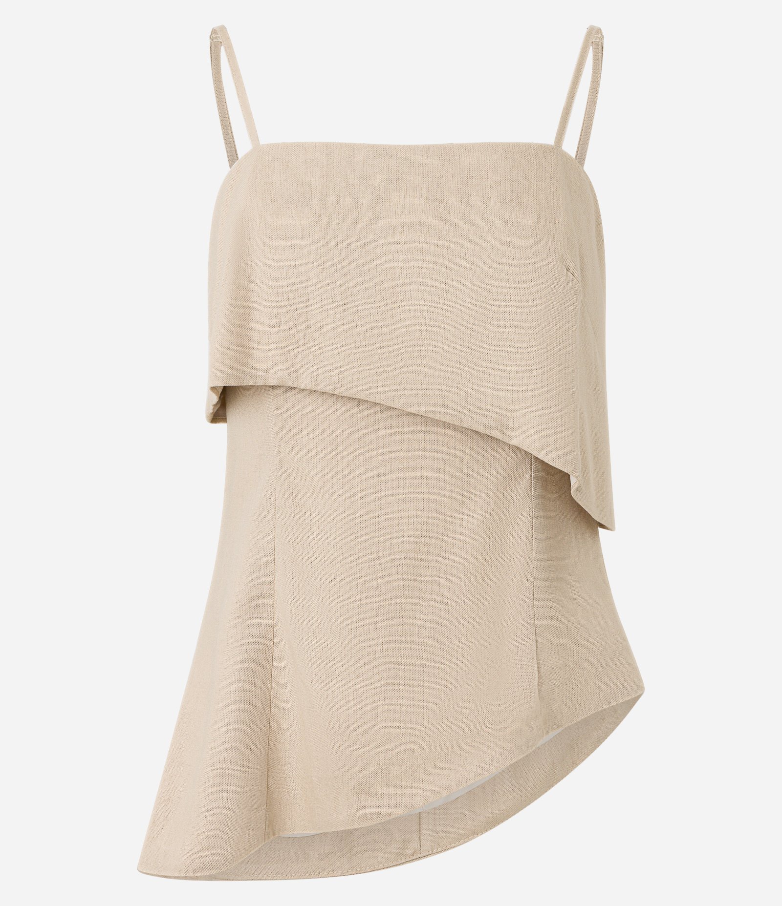 Blusa de Alça em Viscolinho com Decote Reto Virado Bege 7