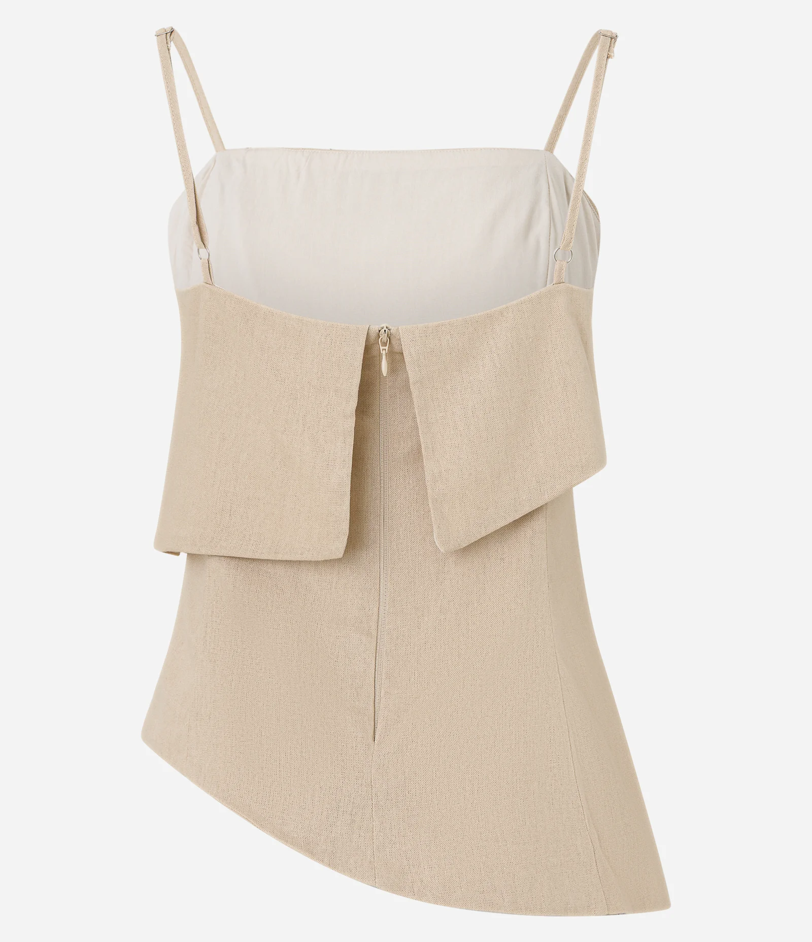 Blusa de Alça em Viscolinho com Decote Reto Virado Bege 8