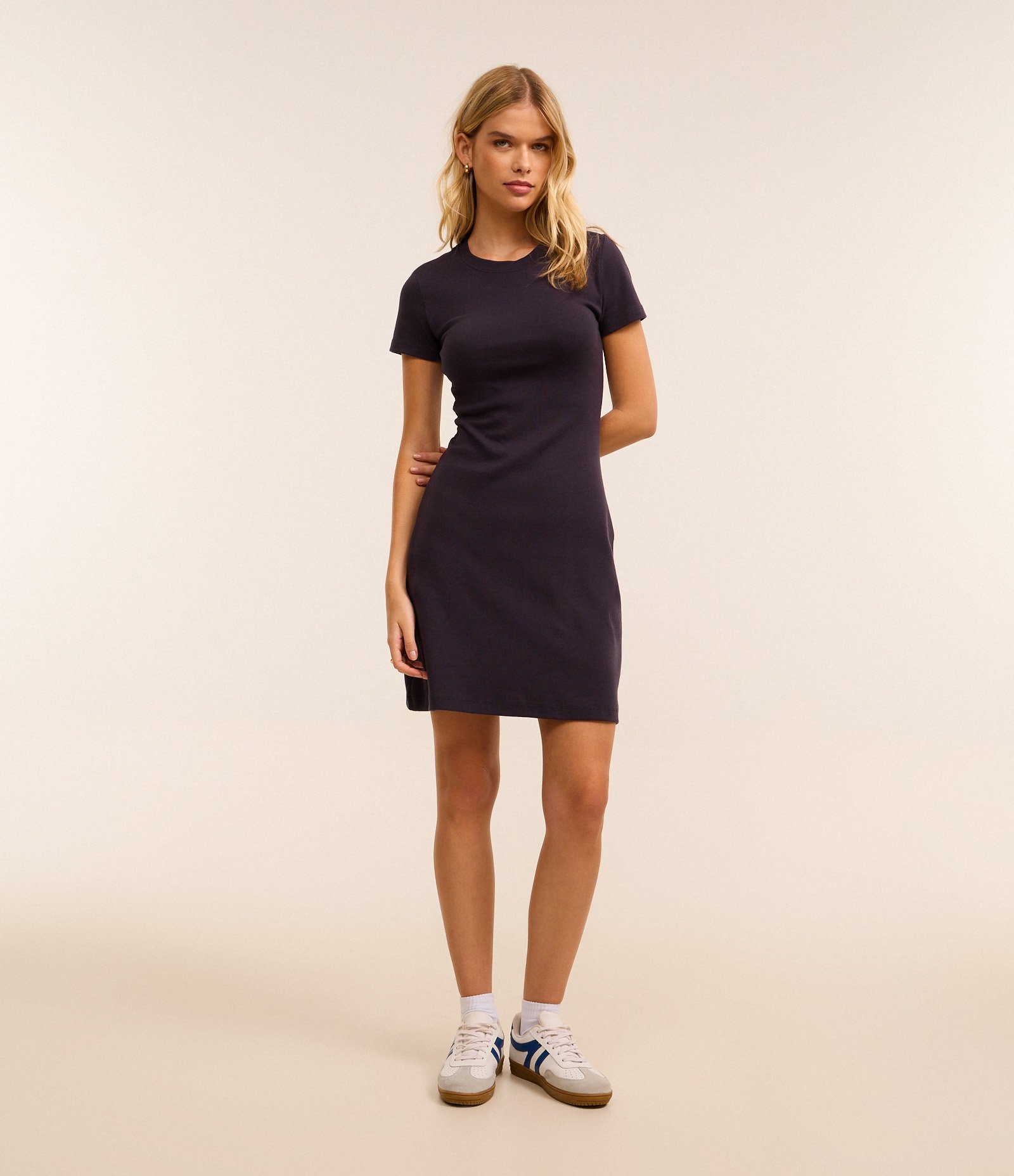 Vestido Curto em Ribana Básico Azul 1