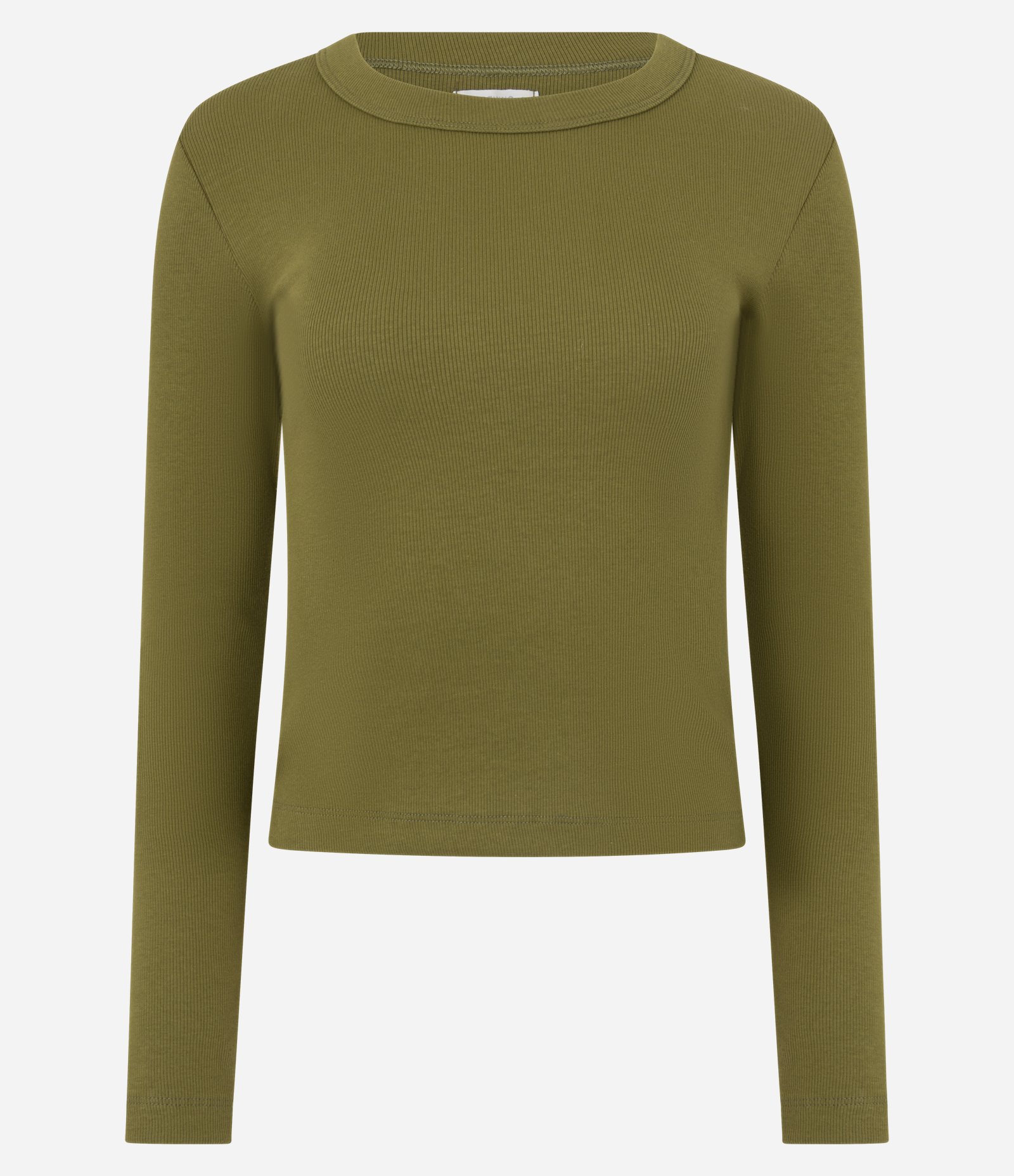 Blusa Básica Canelada em Ribana com Gola Redonda Verde 1