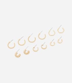 Kit 06 Argolas em Metal com Formas e Texturas Diferentes