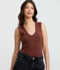 Blusa Básico em Ribana com Decote V