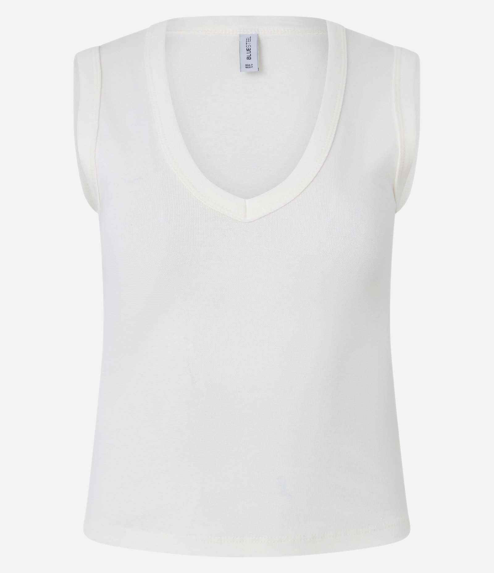 Blusa Básico em Ribana com Decote V Off White 5