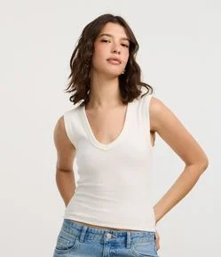Blusa Básico em Ribana com Decote V