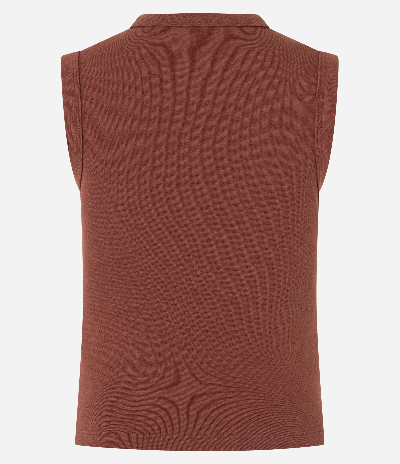 Blusa Básico em Ribana com Decote V Marrom 5