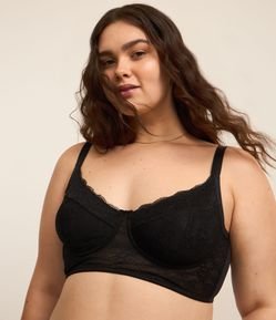 Sutiã Meia Taça Alongado de Renda Sem Bojo com Aro Curve & Plus Size