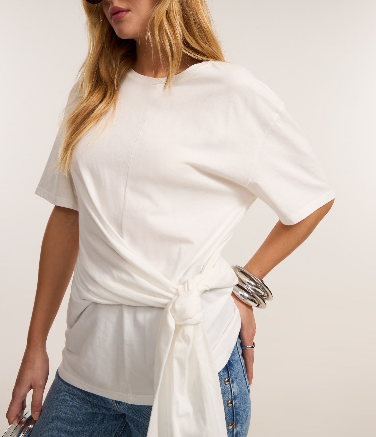 Blusa em Algodão com Amarração Frontal Branco 3