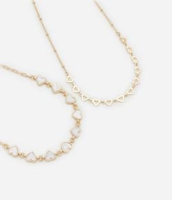 Colar Camadas com Corações Vazados e Esmaltados