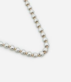 Colar Curto com Corações e Esferas Bicolor