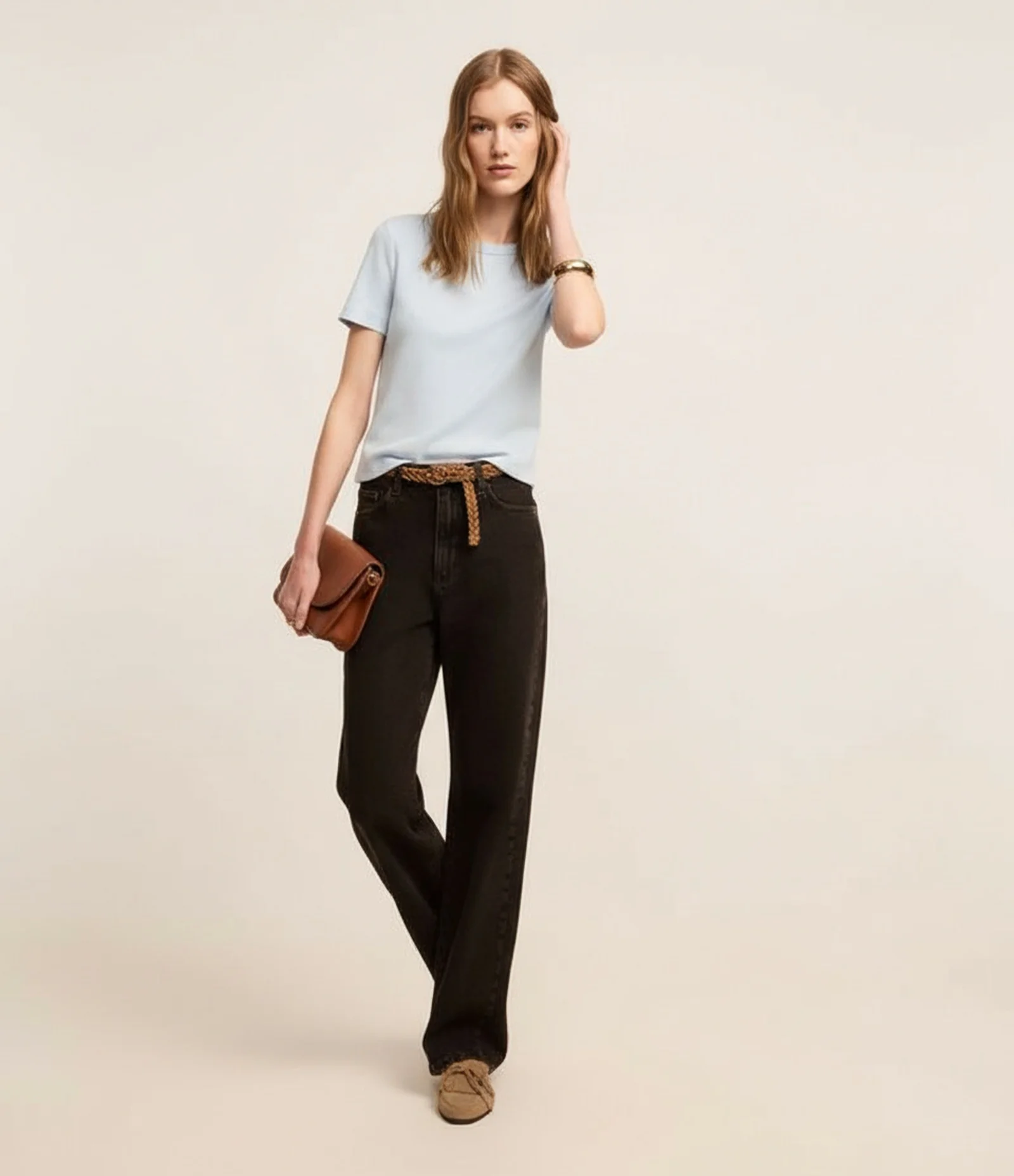 Blusa Básica em Ribana com Corte Ajustado Azul Claro 4