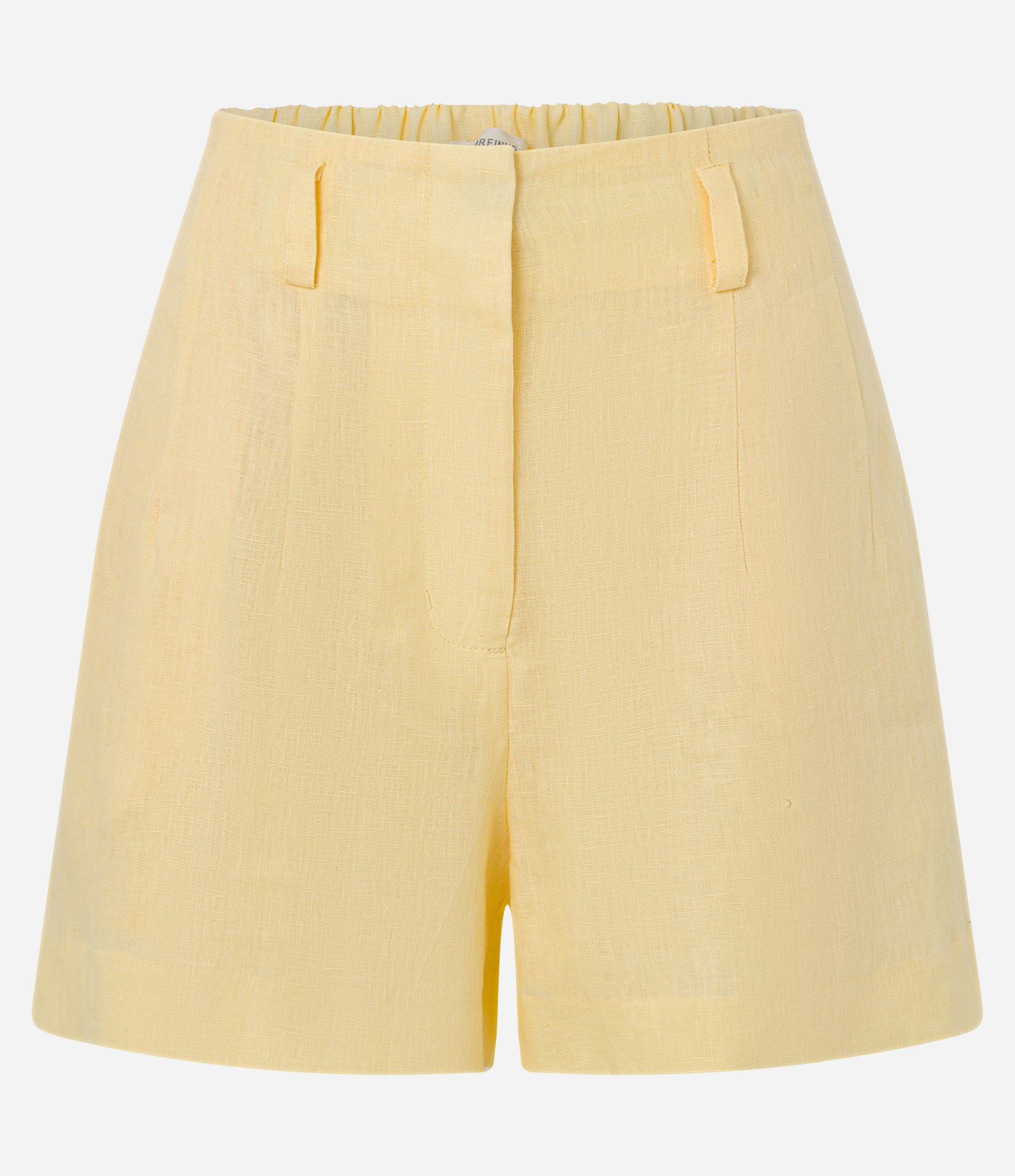 Short Reto Cintura Alta em Linho com Pences e Bolsos Amarelo 5