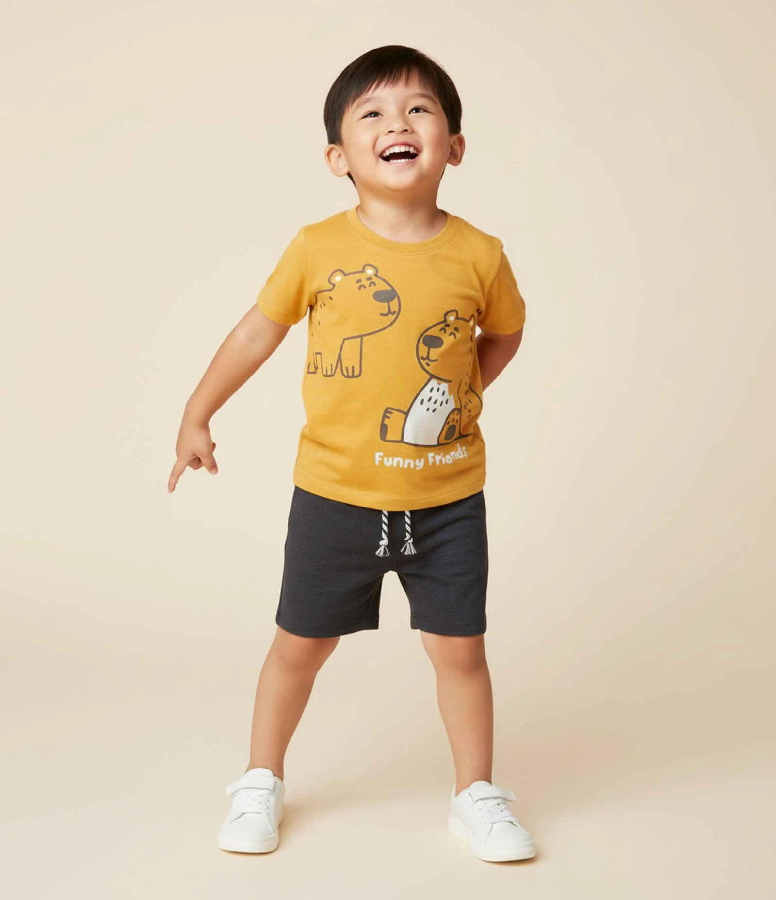 Camiseta Infantil com Estampa de Ursinhos - Tam 1 a 6 Anos Amarelo 1