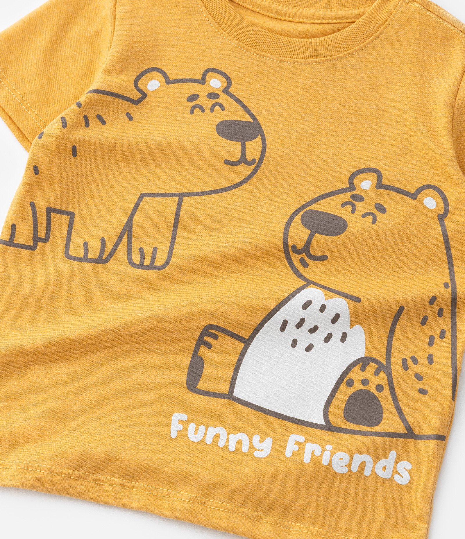 Camiseta Infantil com Estampa de Ursinhos - Tam 1 a 6 Anos Amarelo 5