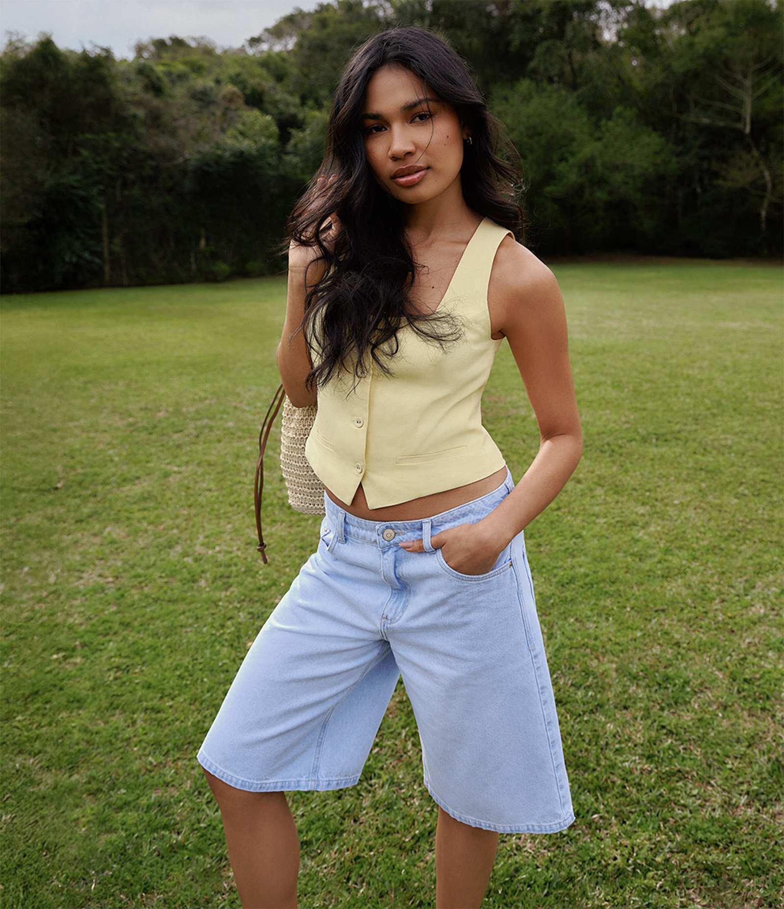 Bermuda Jorts em Jeans com Bolsos Claro Delavê 1