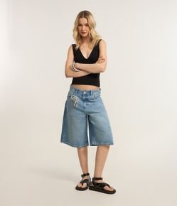 Bermuda Jorts em Jeans com Bolsos