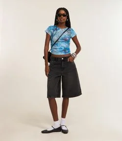 Bermuda Jorts em Jeans com Bolsos