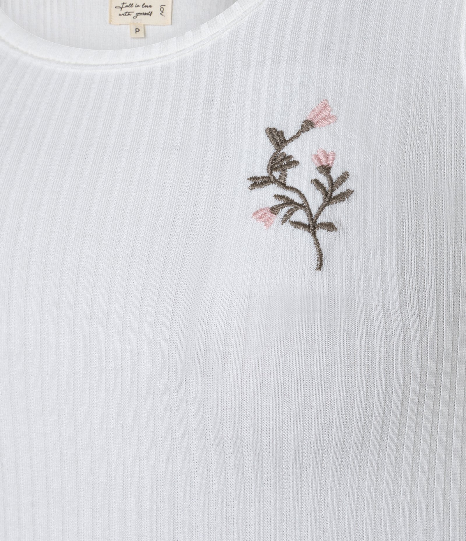 Pijama Short Doll em Ribana com Bordado e Short Estampado Floral Off White 5