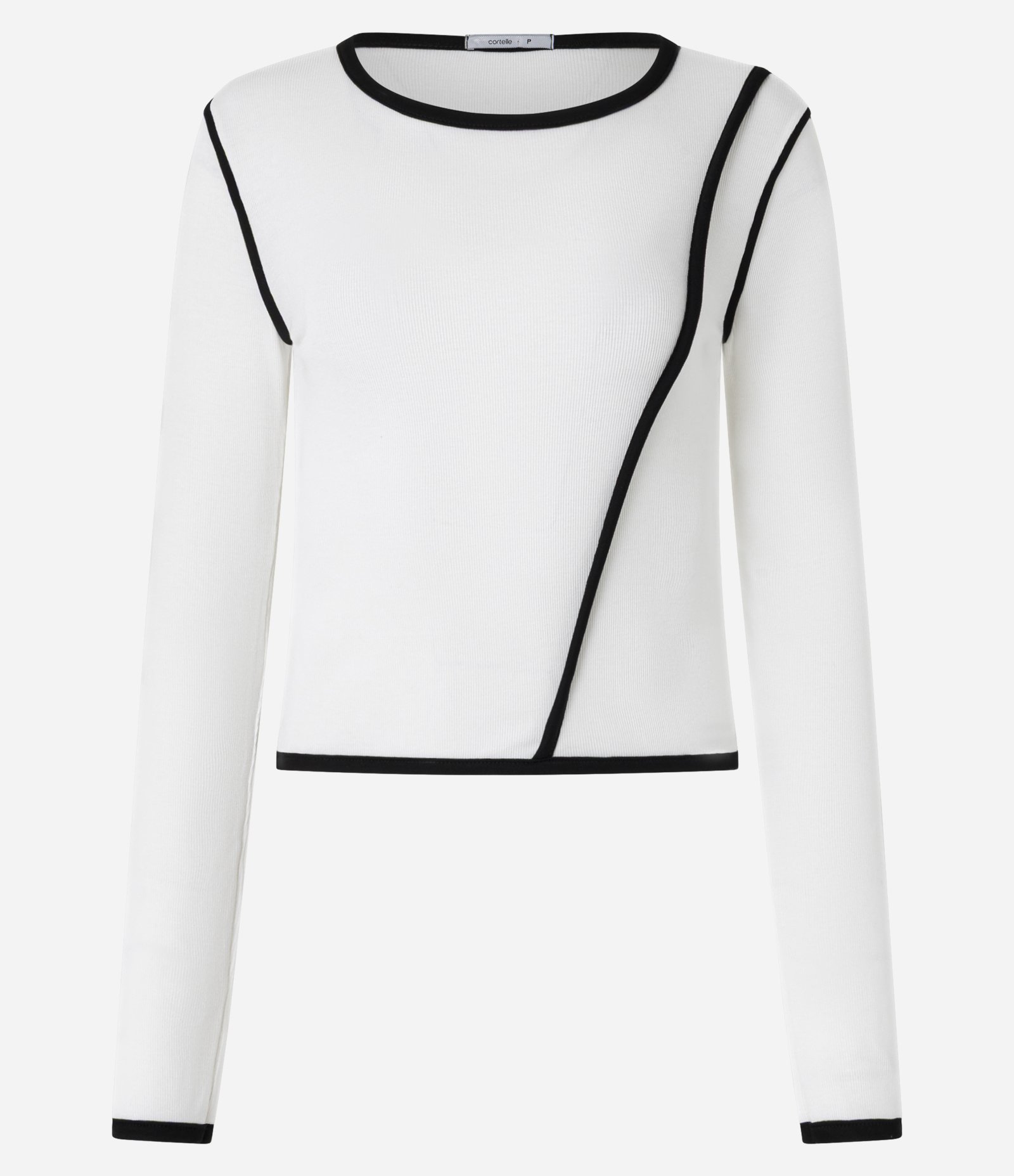 Blusa em Ribana com Vieses Contrastantes Branco 5
