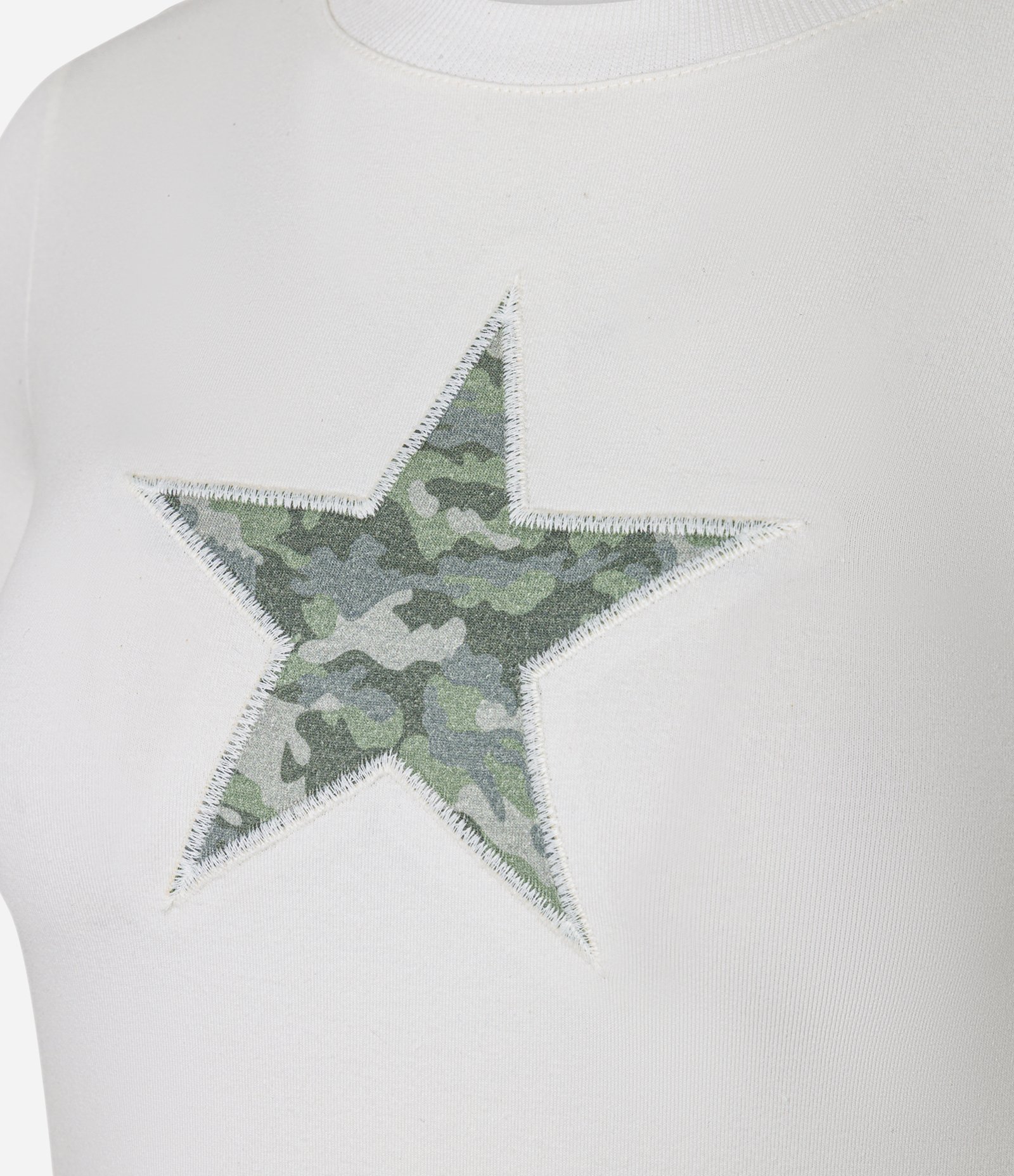 Blusa New T-shirt em Cotton com Estampa de Estrela Camuflada Branco 6