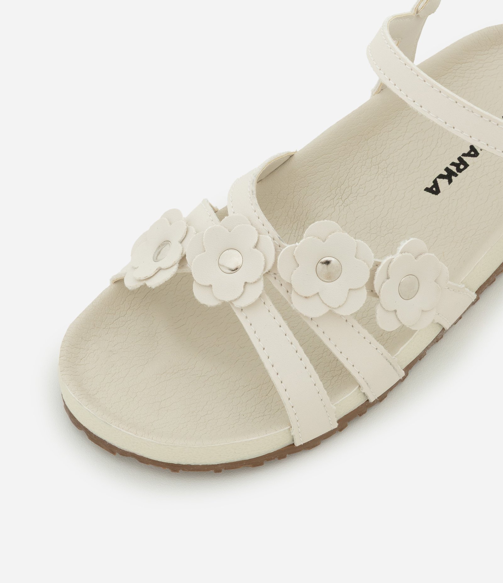 Sandália Infantil com Tiras e Florzinhas - Tam 28 ao 34 Off White 4