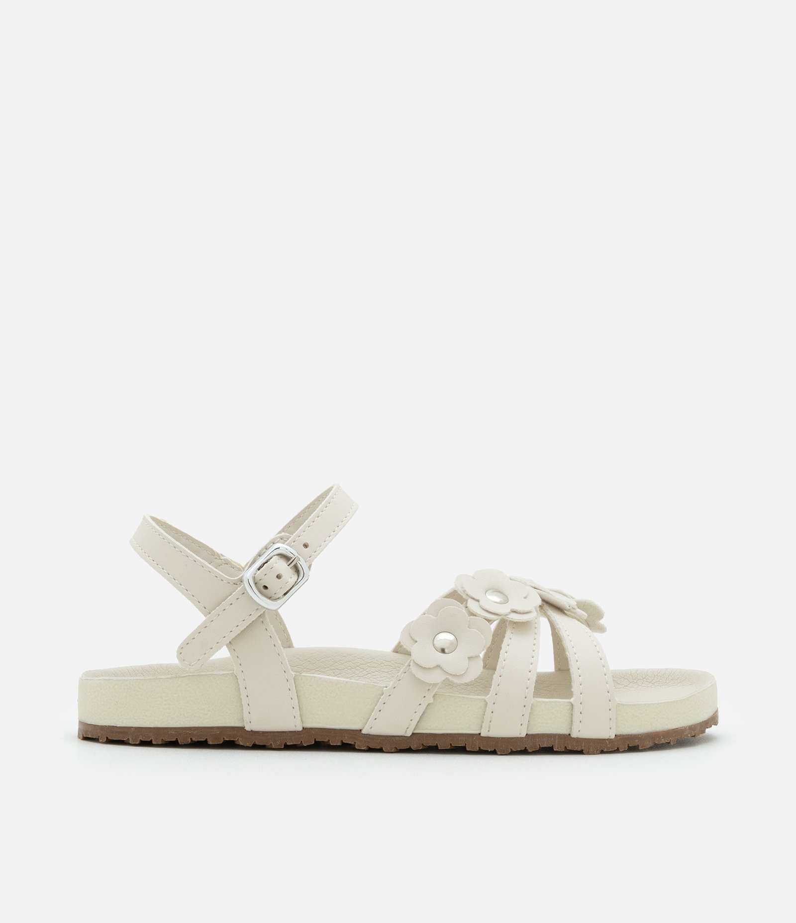 Sandália Infantil com Tiras e Florzinhas - Tam 28 ao 34 Off White 5
