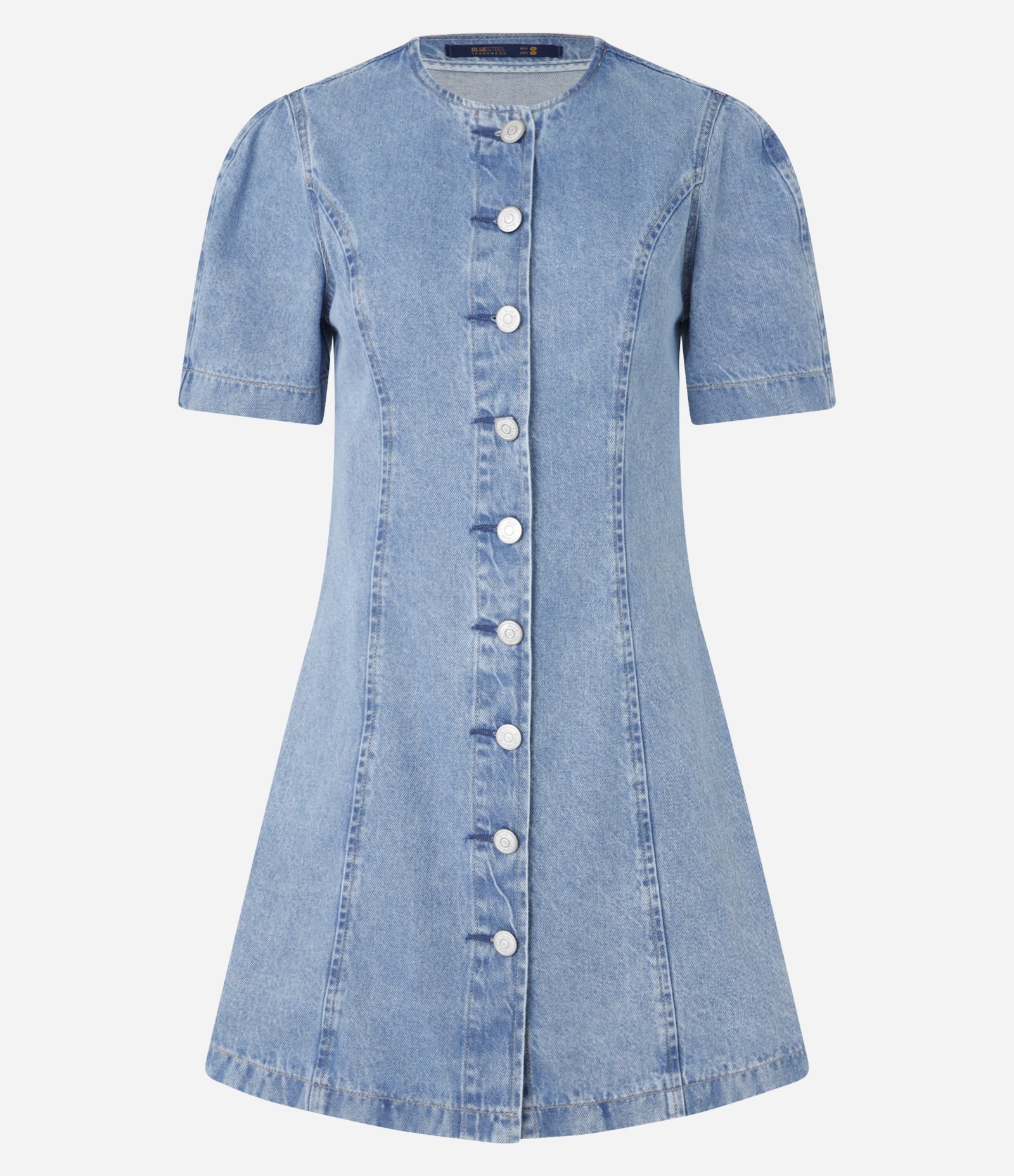 Vestido Curto em Jeans com Recorte Princesa Azul Médio 4