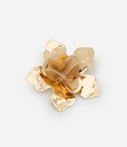 Broche de Metal com Forma de Flor Martelada