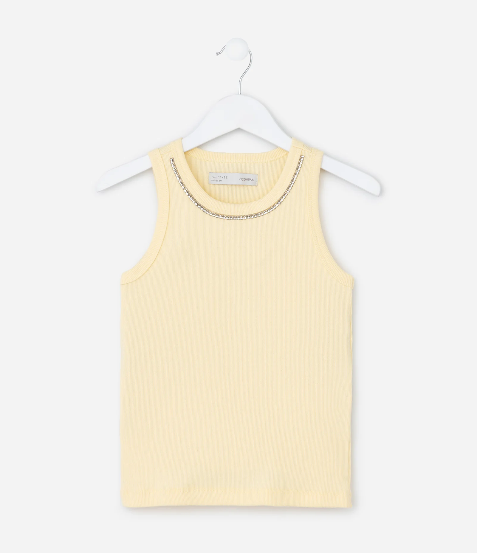 Regata Infantil em Ribana com Brilhos na Gola - Tam  5 a 14 Anos Amarelo 2