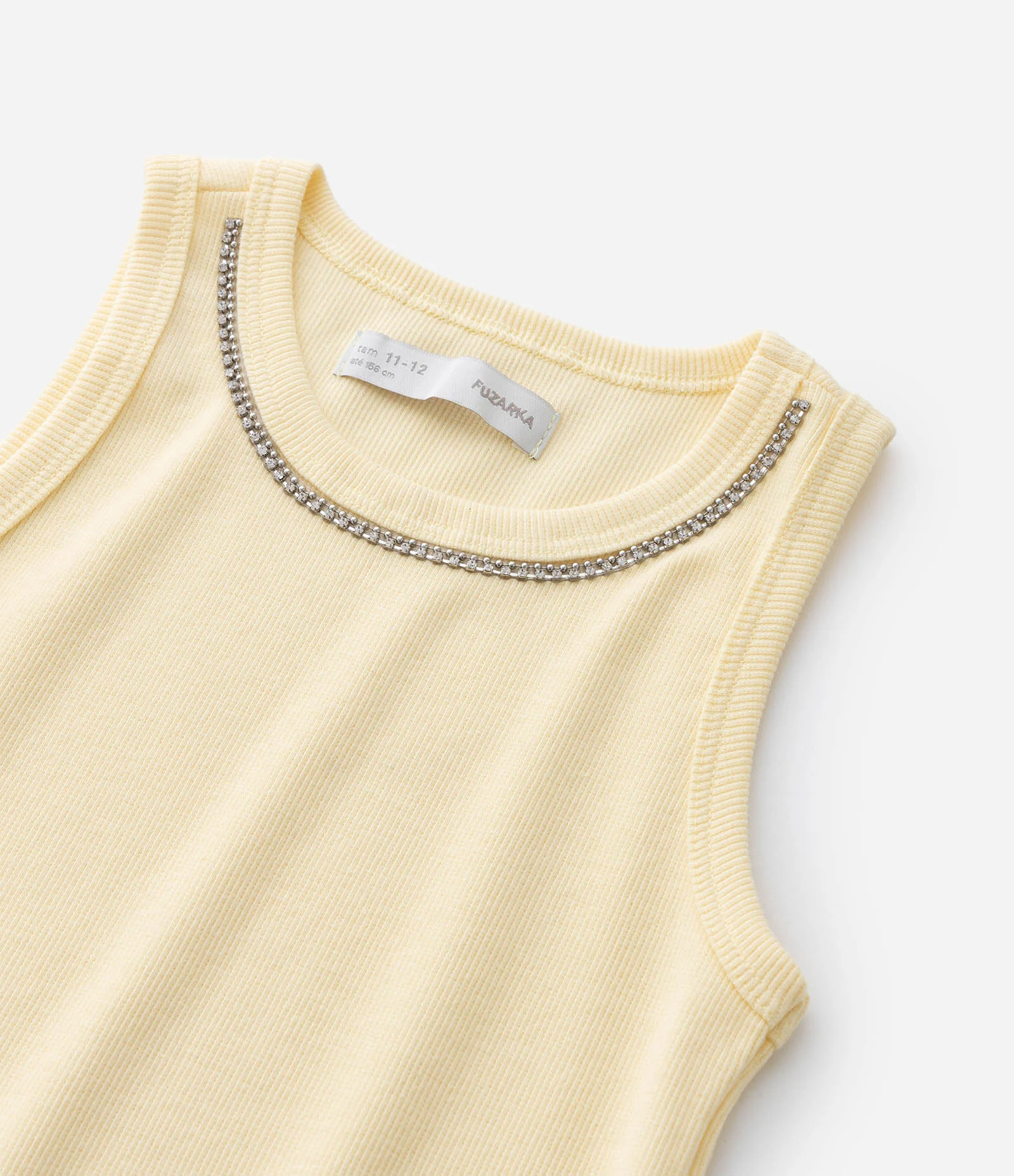 Regata Infantil em Ribana com Brilhos na Gola - Tam  5 a 14 Anos Amarelo 6