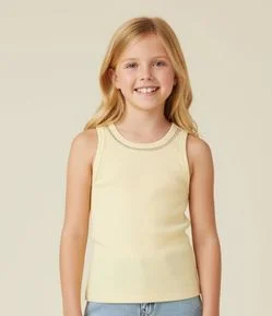 Regata Infantil em Ribana com Brilhos na Gola - Tam  5 a 14 Anos