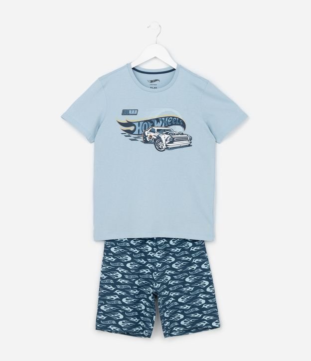 Pijama Infantil com Estampa Hot Wheels - Tam 7 a 14 Anos